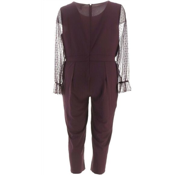 Du Jour Petite Mesh Sleeve Slim Leg Knit Jumpsuit - Picture 6 of 7